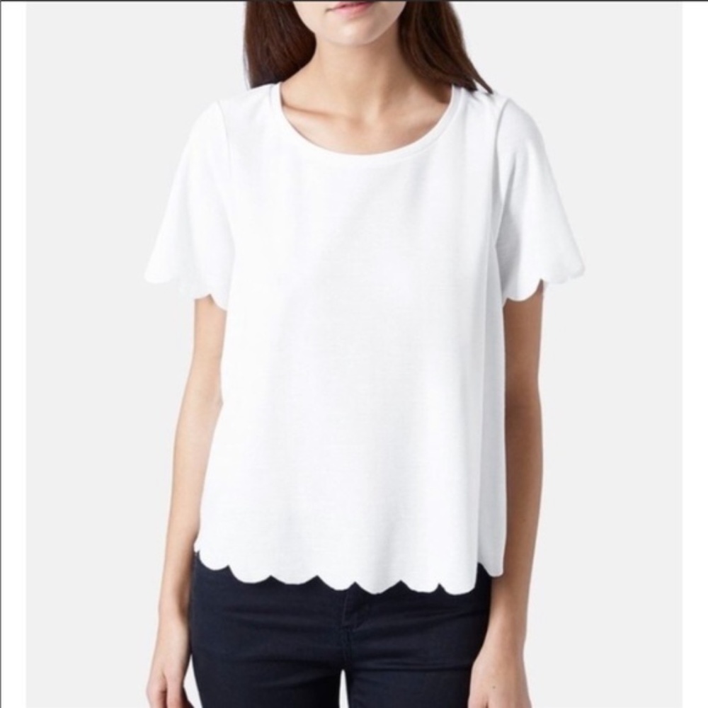 Topshop White Scallop Top